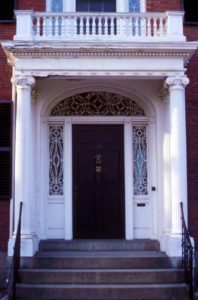 A beautiful classic Georgian entryway with leaded fanlight and sidelites.