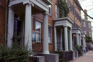 Antique Homes Greek Revival row house facades.