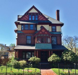 Unusual for it's four storey height, the architect clearly went all-out to include every possible Queen Anne feature in the facade.