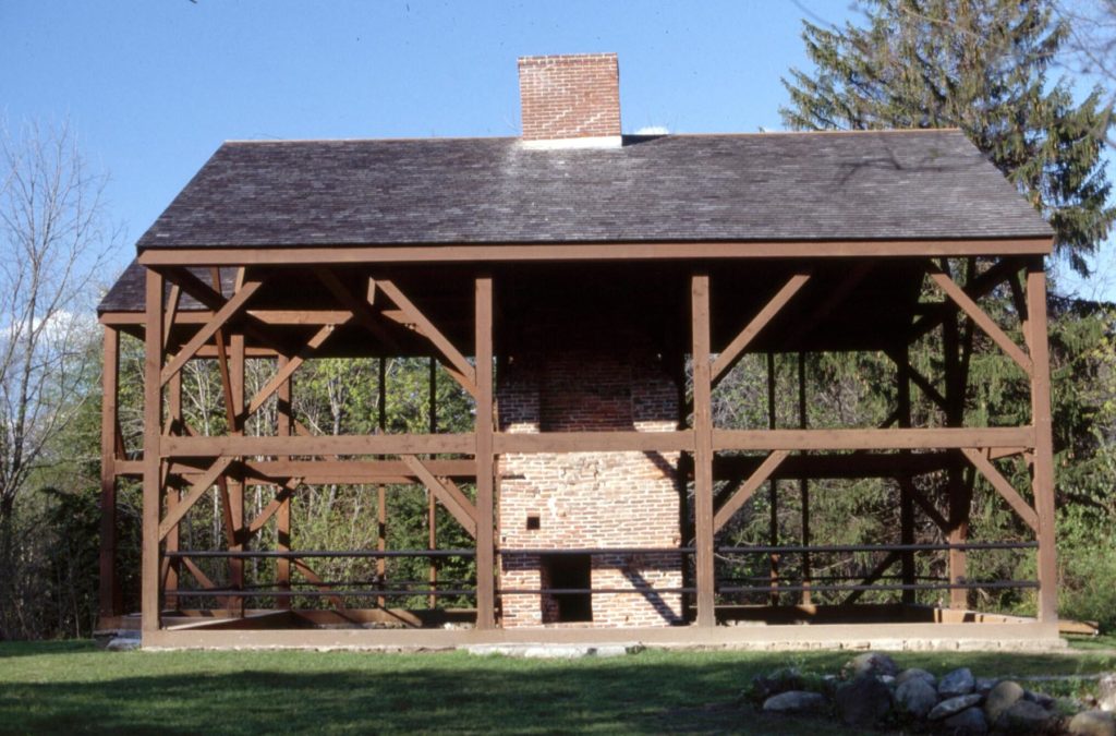 The massive frame, constructed of hand-hewn logs of 8 to 12 inches square were used for posts and beams. 