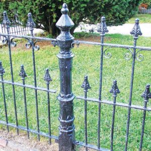 Elegant and ornately embellished metal fence