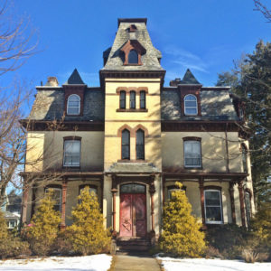 This house may have started life as a French Mansard and then had a super-stylish Modern Gothic tower added.