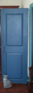 Single panel door in popular Prussian Blue.